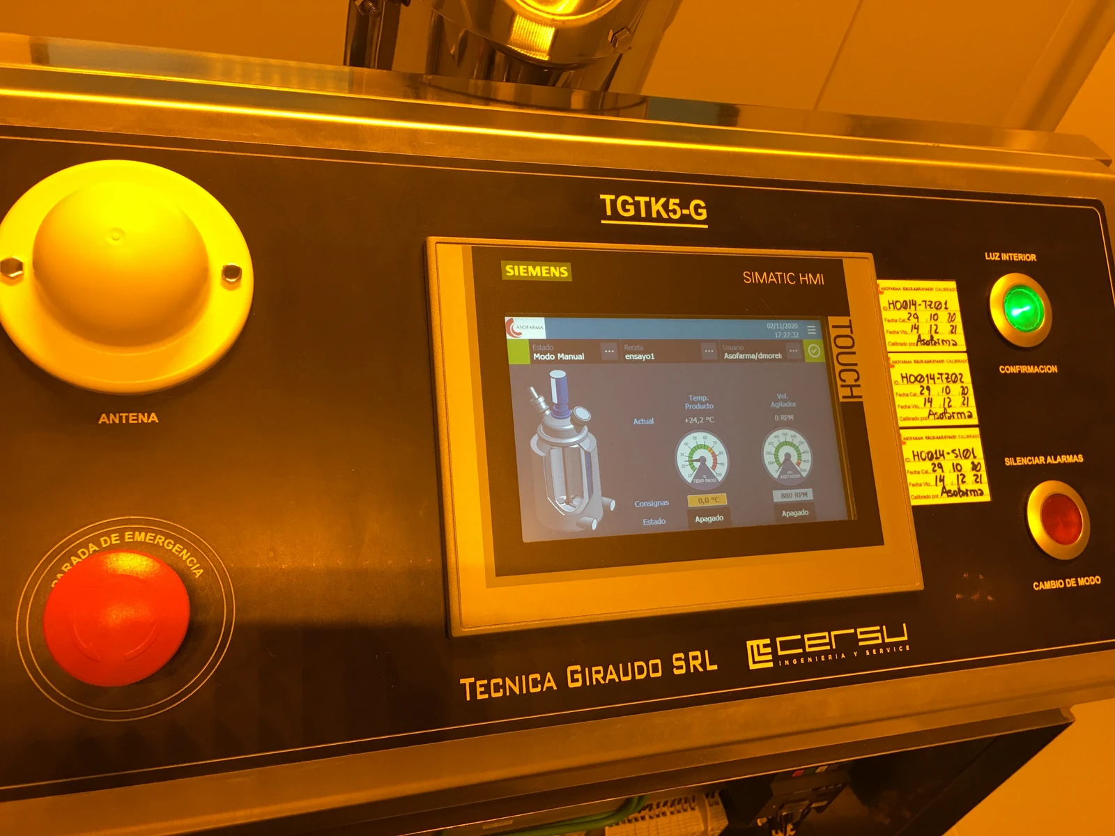 HMI de reactor industrial intervenido por CERSU